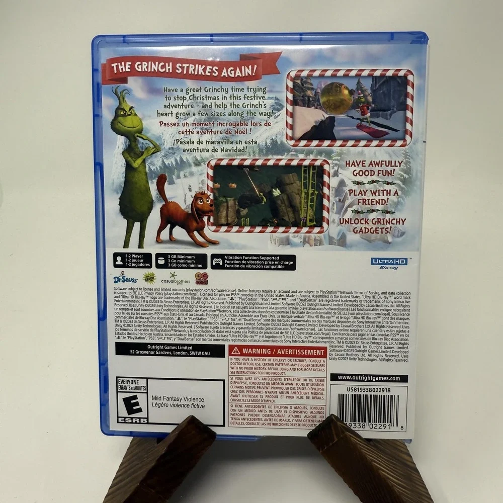 The Grinch Christmas Adventures PS5 Sony PlayStation 5 Holiday Video Game Case